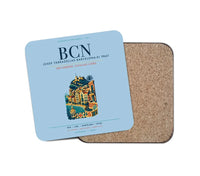 Thumbnail for Josep Tarradellas Barcelona-El Prat Airport (BCN) design on light blue 1 piece coaster