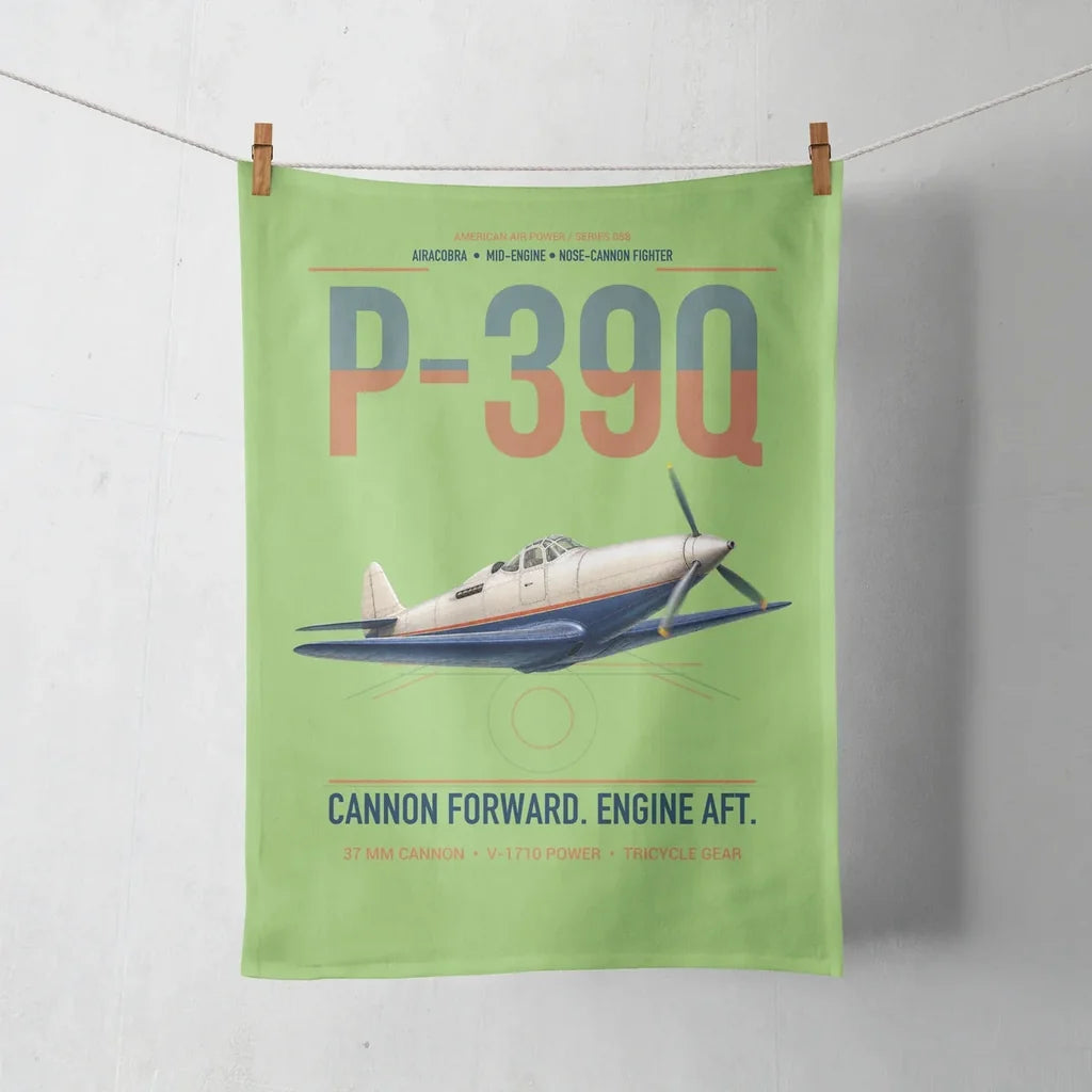 P-39Q Airacobra design on light green towel