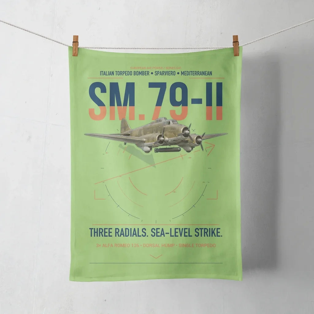 Savoia-Marchetti SM.79-II Sparviero design on light green towel