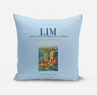 Thumbnail for Lima Jorge Chavez International Airport (LIM) design on light blue pillow