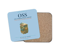 Thumbnail for Osh International Airport (OSS) design on light blue 1 piece coaster