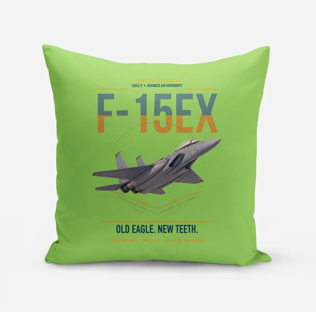 F-15EX Eagle II design on light green pillow