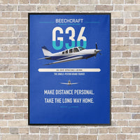 Thumbnail for Beechcraft Bonanza G36 vertical canvas print - framed - blue background