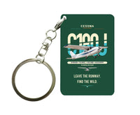 Thumbnail for Cessna 180J Skywagon design on dark green designed key chain, double-side print
