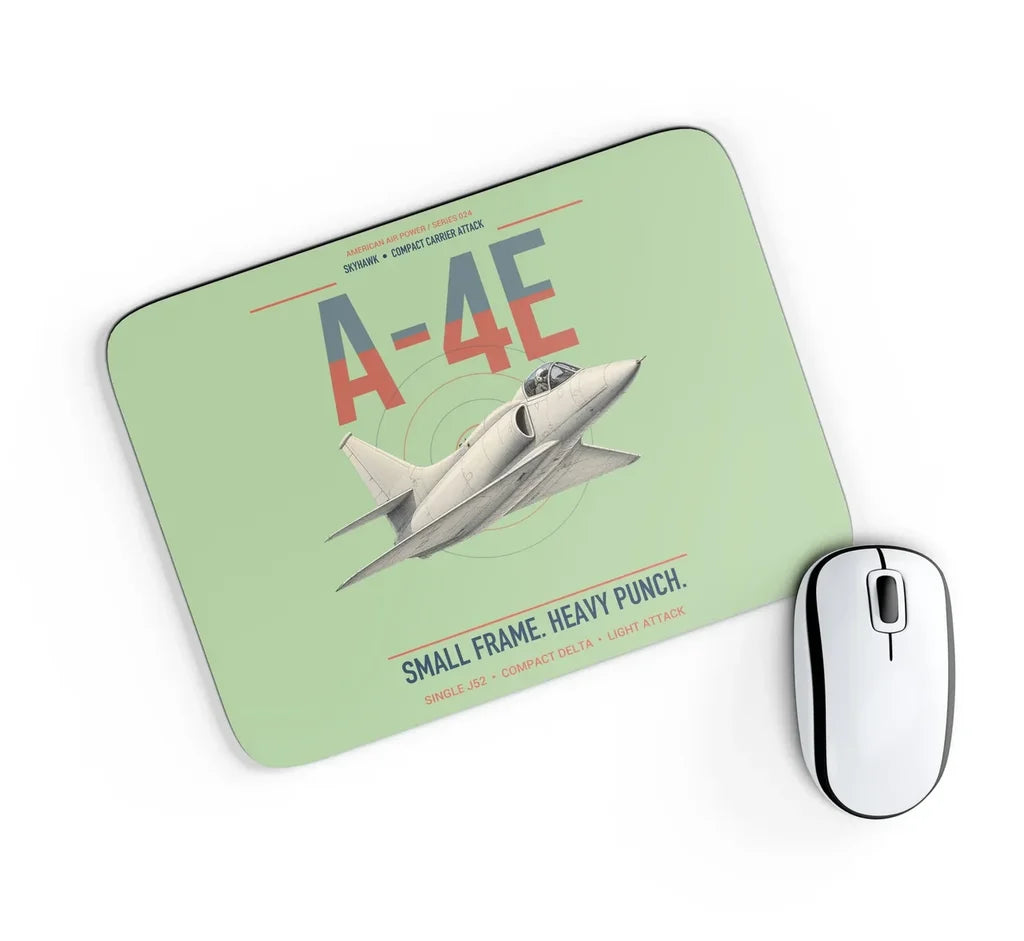 A-4E Skyhawk design on light green rectangle mouse pad