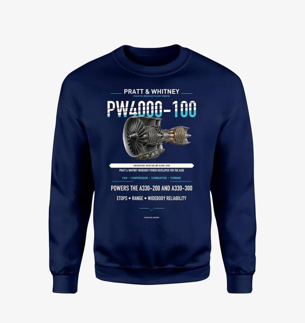 PW4000-100 design on navy blue sweatshirt