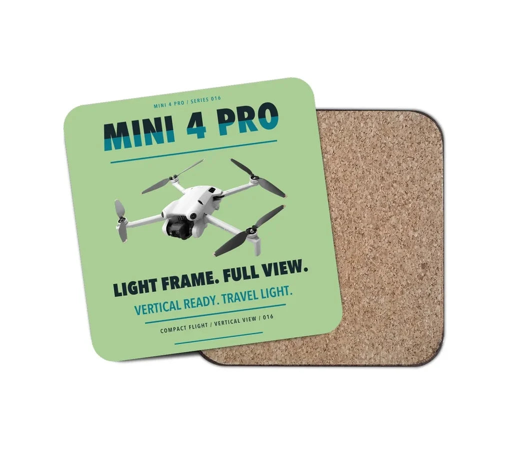 DJI Mini 4 Pro design on light green 1 piece coaster