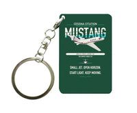 Thumbnail for Cessna Citation Mustang design on dark green designed key chain, double-side print