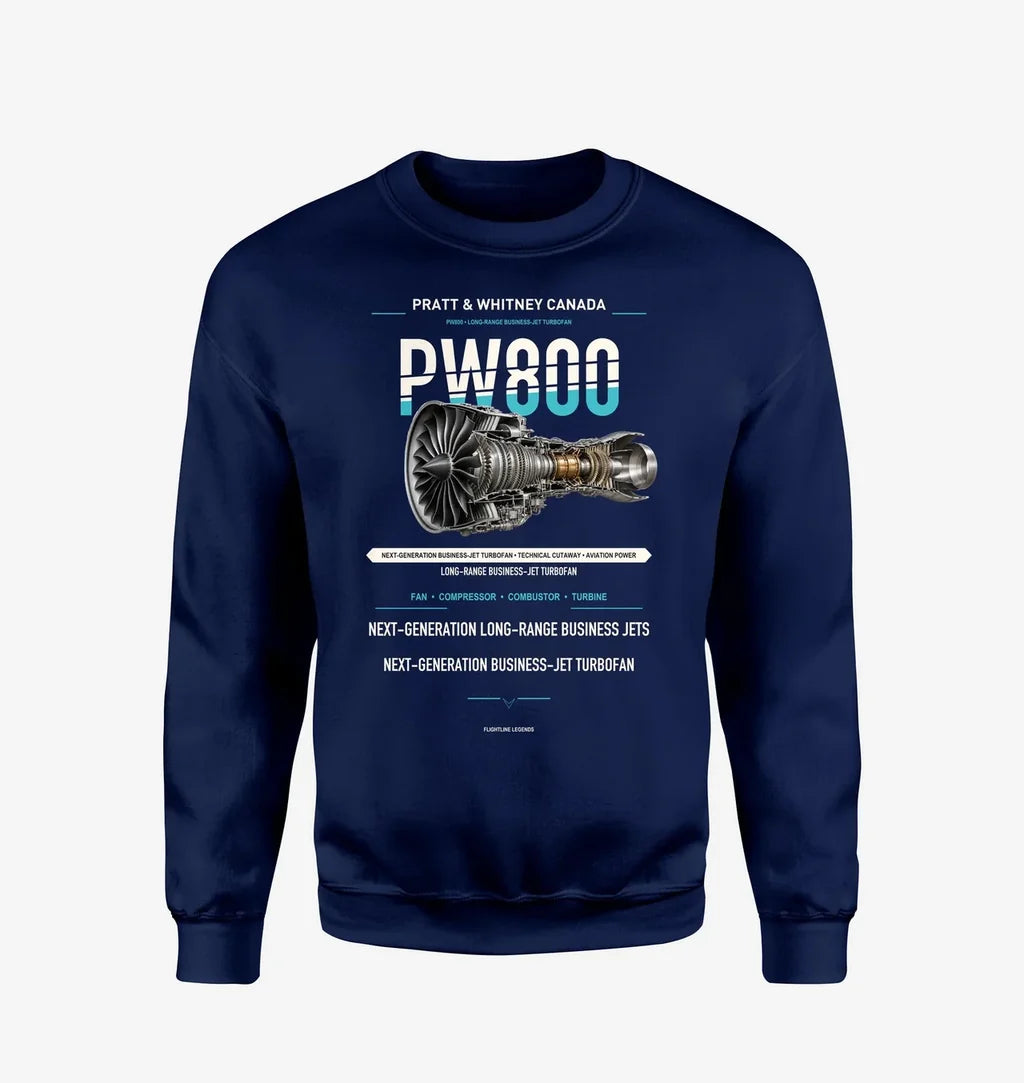 PW800 design on navy blue sweatshirt