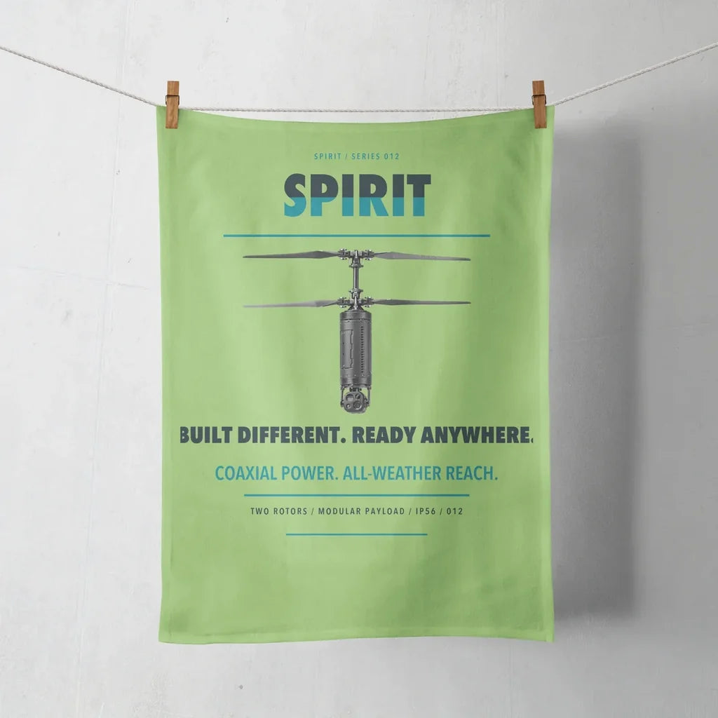 Ascent AeroSystems Spirit design on light green towel