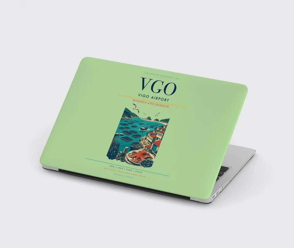 Vigo Airport (VGO) design on light green MacBook case