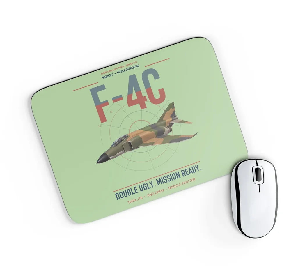 F-4C Phantom II design on light green rectangle mouse pad