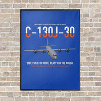 Thumbnail for C-130J-30 Super Hercules vertical canvas print - framed - blue background