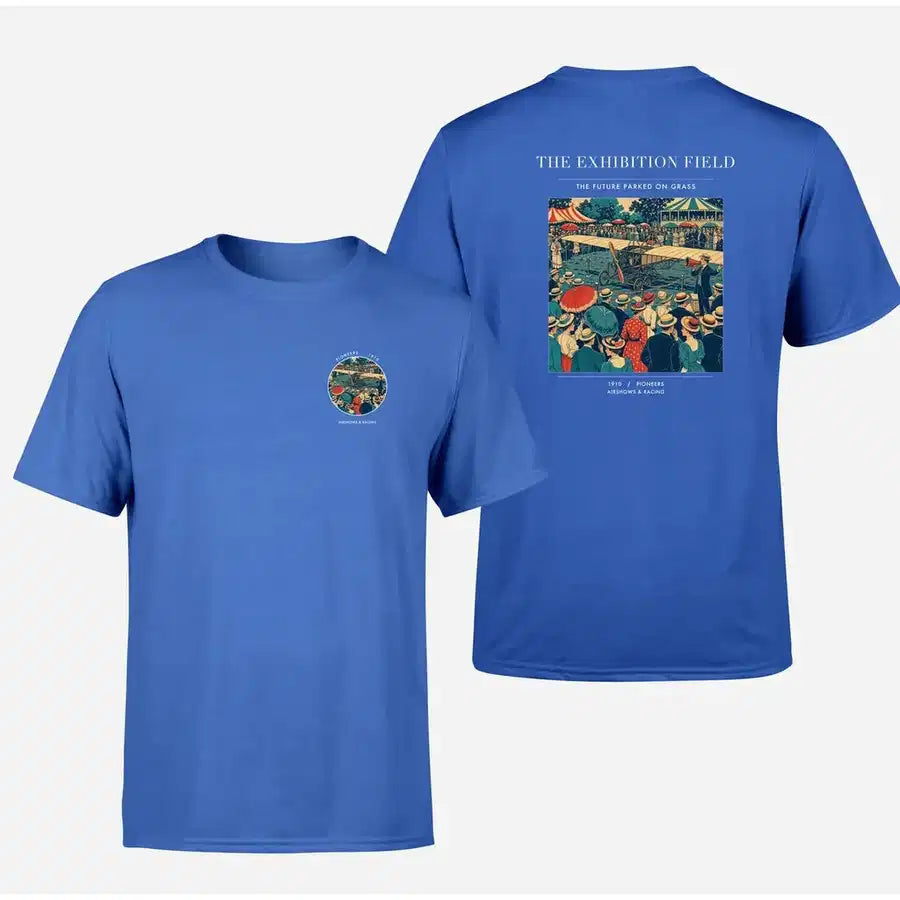 VINTAGE G4322 - The Exhibition Field - Double-Side T-Shirt design on blue double side t shirt