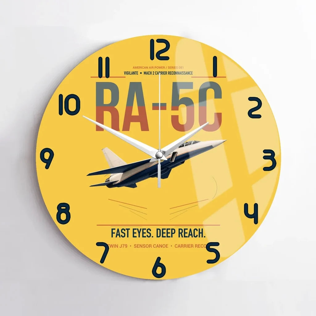 RA-5C Vigilante design on yellow no frame wall clock