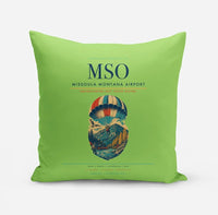 Thumbnail for Missoula Montana Airport (MSO) design on light green pillow