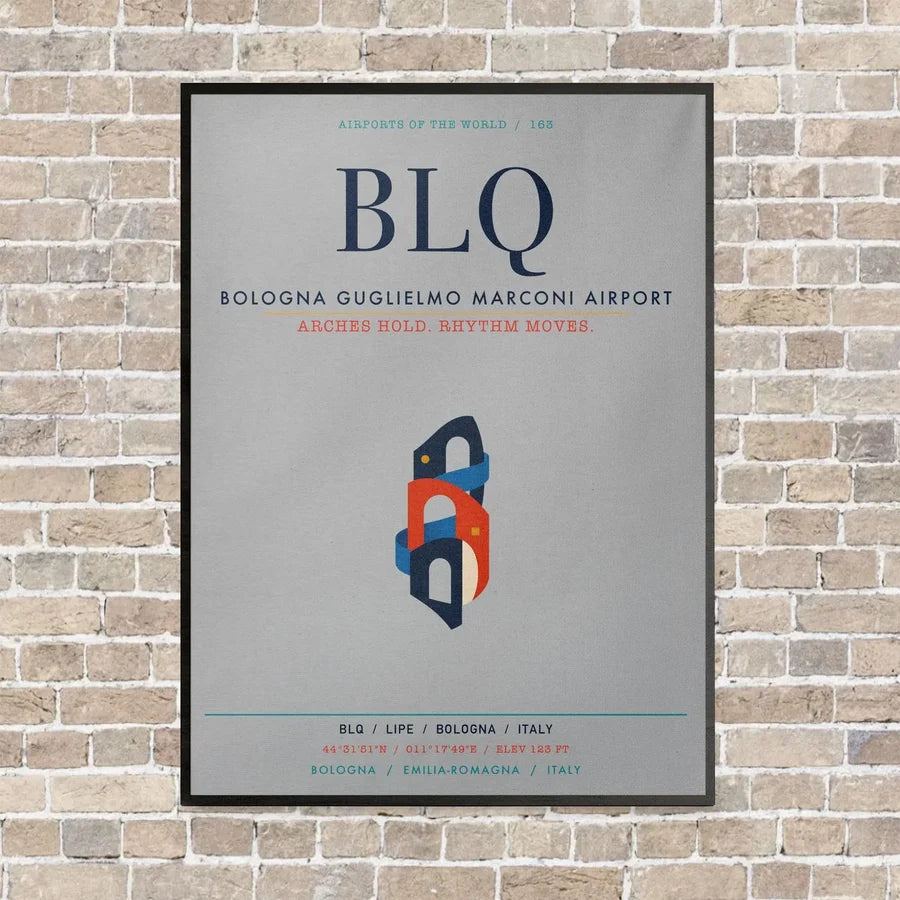 Bologna Guglielmo Marconi Airport BLQ vertical canvas print - framed - light gray background