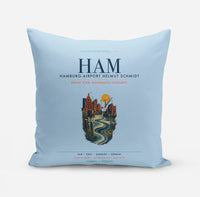 Thumbnail for Hamburg Airport Helmut Schmidt (HAM) design on light blue pillow