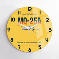 Thumbnail for MQ-25A STINGRAY design on yellow no frame wall clock