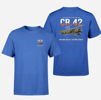 Thumbnail for Fiat CR.42 Falco design on blue t-shirt, double-side print