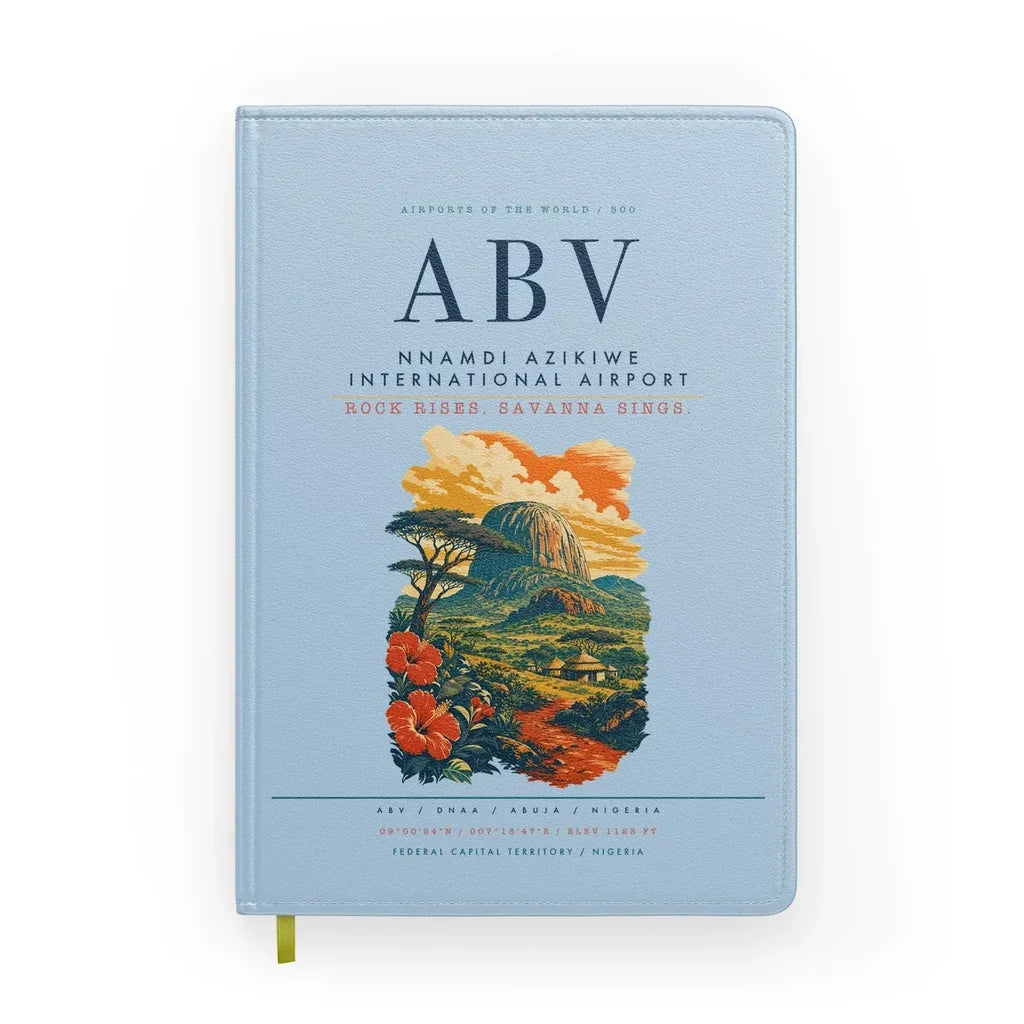 Nnamdi Azikiwe International Airport (ABV) design on light blue notebook
