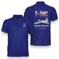 Thumbnail for T-38C Talon design on blue double-side polo t-shirt, double-side print