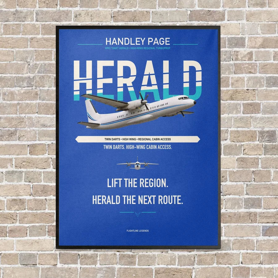 Handley Page HPR.7 Dart Herald vertical canvas print - framed - blue background