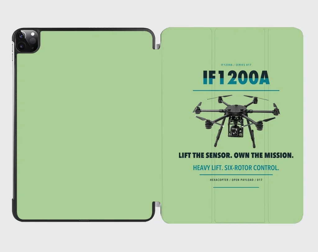 Inspired Flight IF1200A design on light green ipad tablet case