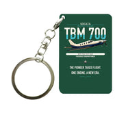 Thumbnail for Socata TBM 700 design on dark green designed key chain, double-side print