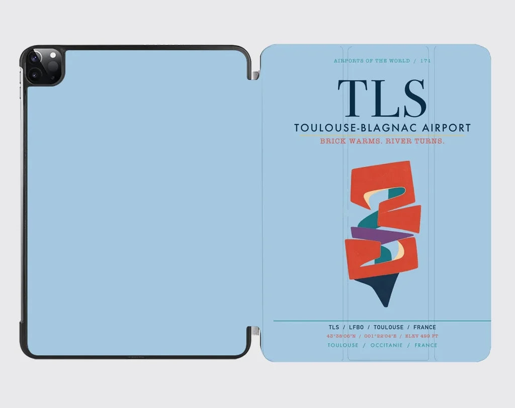 Toulouse-Blagnac Airport (TLS) design on light blue ipad tablet case