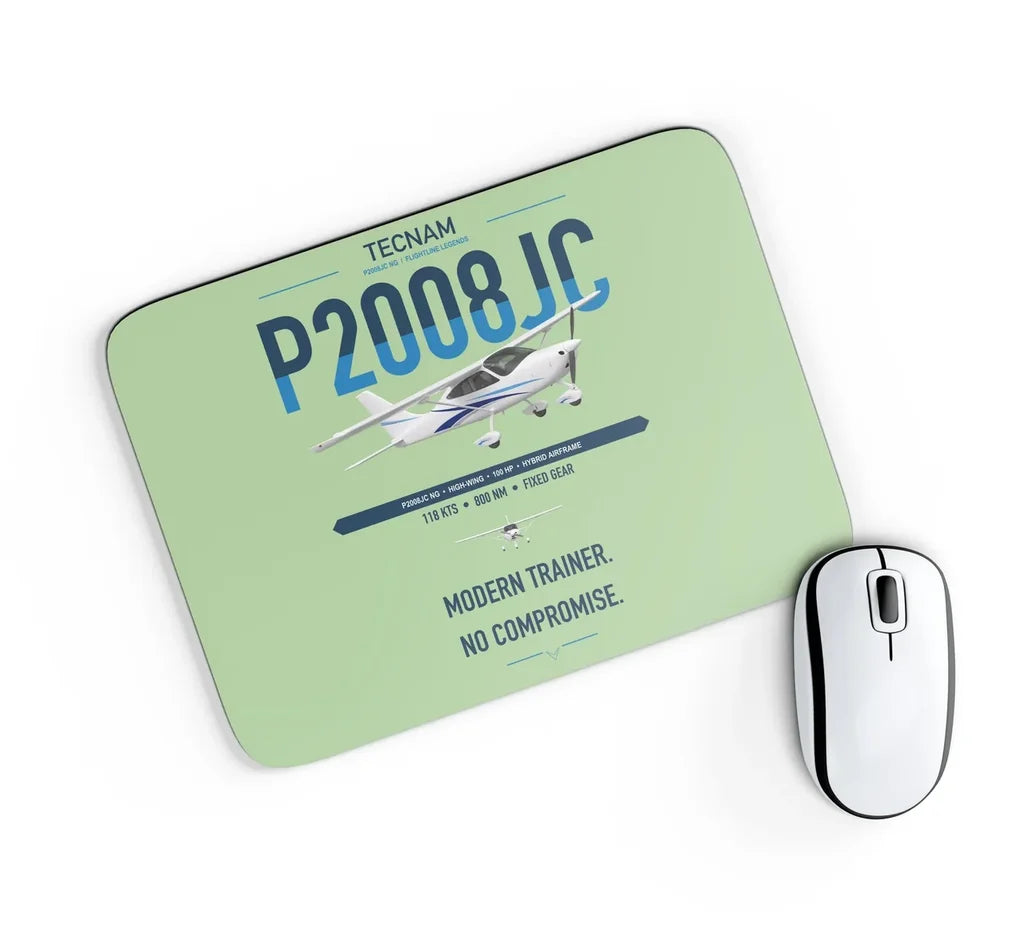Tecnam P2008JC NG design on light green rectangle mouse pad