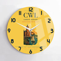 Thumbnail for Cardiff Airport (CWL) design on yellow no frame wall clock