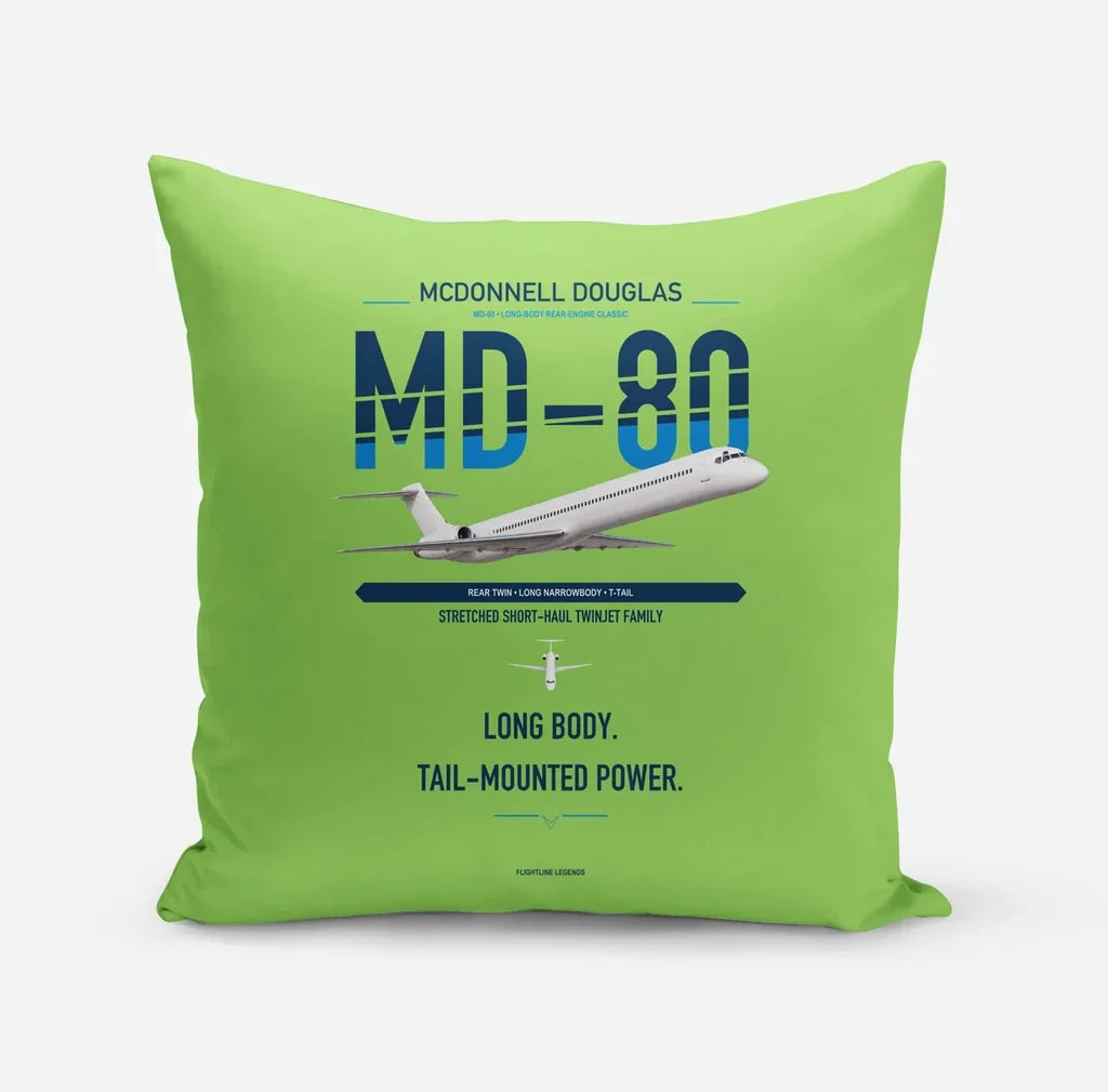 McDonnell Douglas MD-80 design on light green pillow