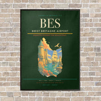 Thumbnail for Brest Bretagne Airport BES - Canvas Framed - Dark Green
