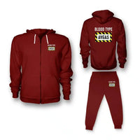 Thumbnail for Blood Type AVGAS Zipped Hoodie - Red