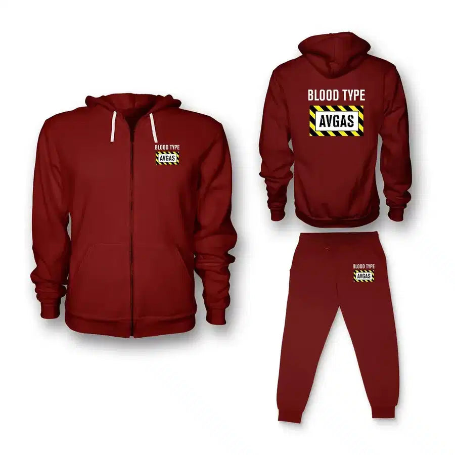 Blood Type AVGAS Zipped Hoodie - Red