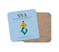 Thumbnail for John Wayne Airport, Orange County (SNA) design on light blue 1 piece coaster