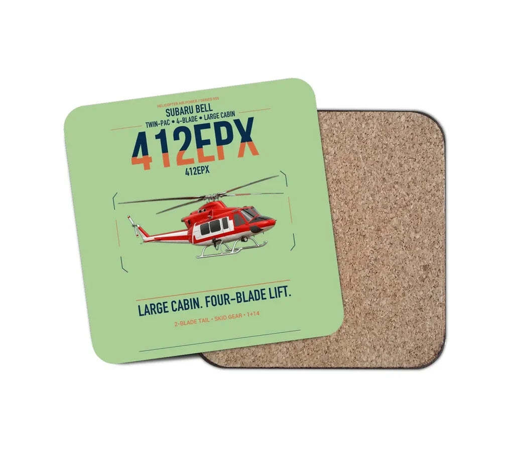 SUBARU Bell 412EPX design on light green 1 piece coaster