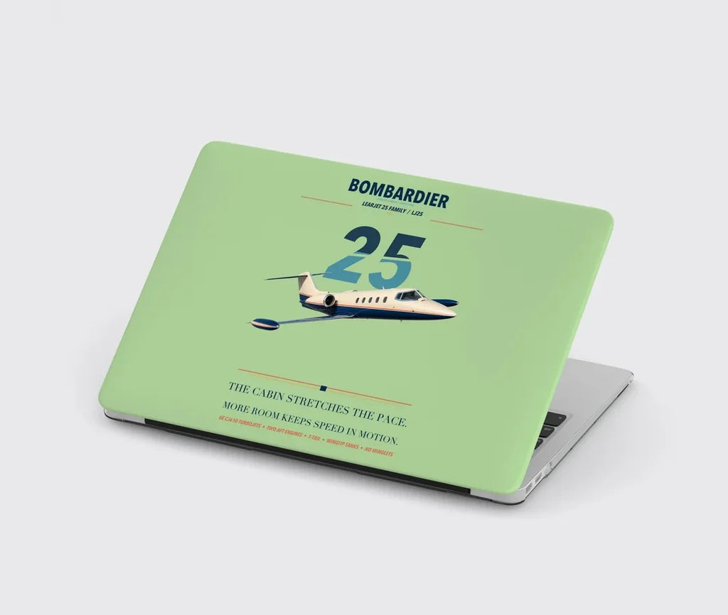 Bombardier Learjet 25 design on light green MacBook case