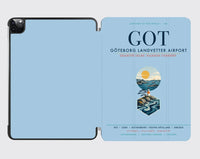 Thumbnail for Göteborg Landvetter Airport (GOT) design on light blue ipad tablet case