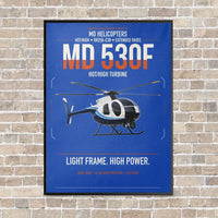 Thumbnail for MD Helicopters MD 530F vertical canvas print - framed - blue background