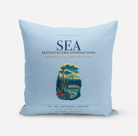 Thumbnail for Seattle-Tacoma International Airport (SEA) design on light blue pillow
