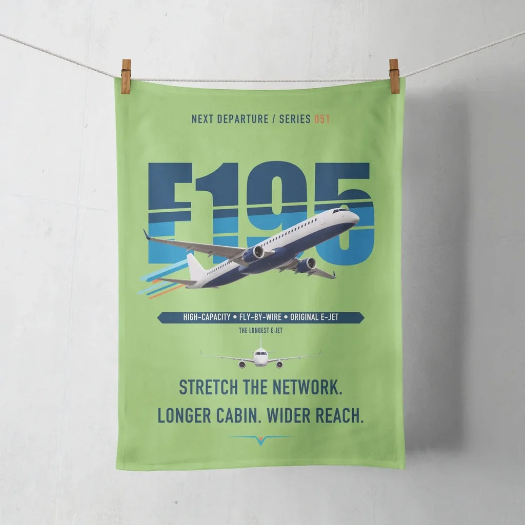 Embraer E195 design on light green towel
