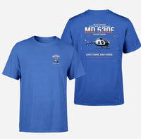 Thumbnail for MD Helicopters MD 530F design on blue t-shirt, double-side print