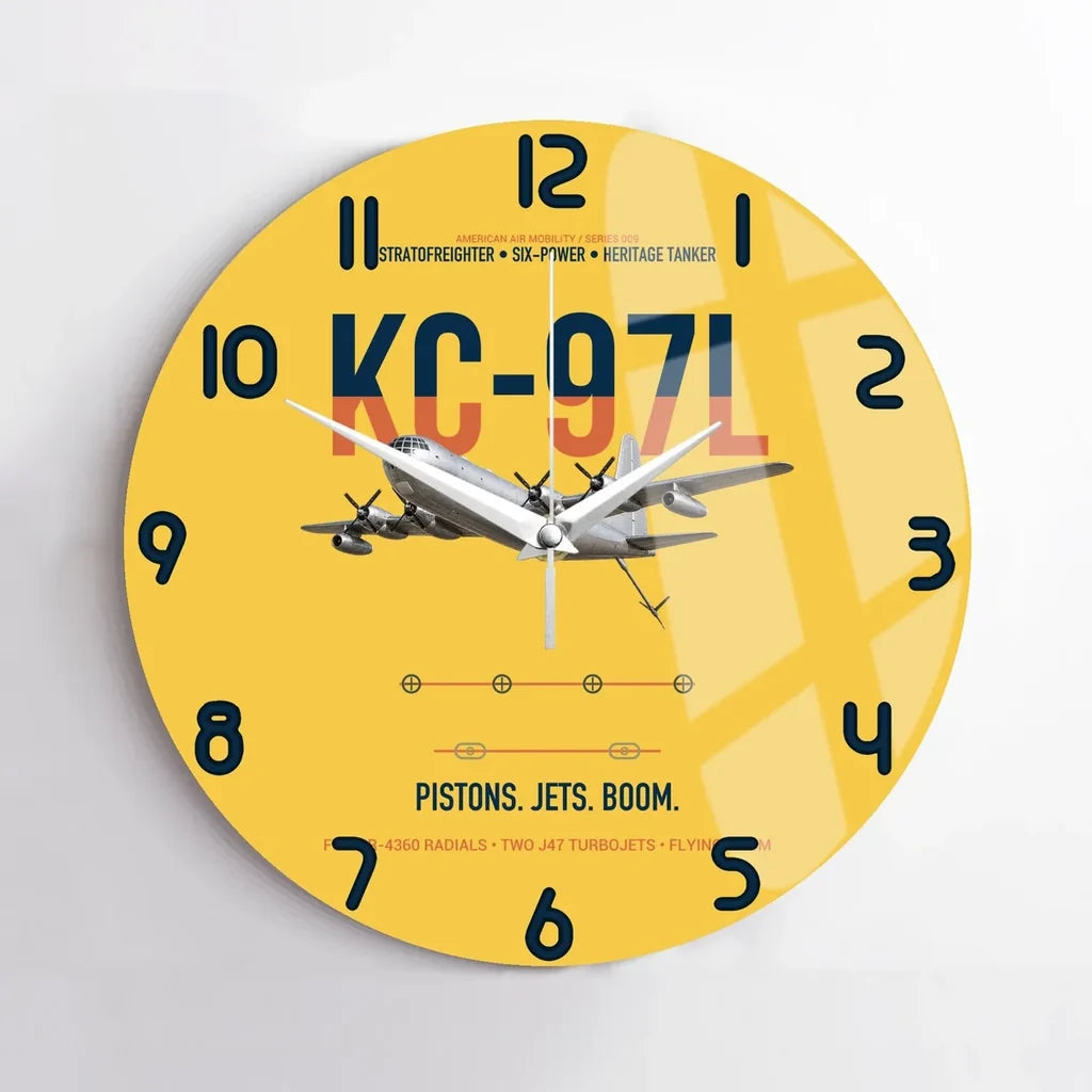 KC-97L STRATOFREIGHTER design on yellow no frame wall clock