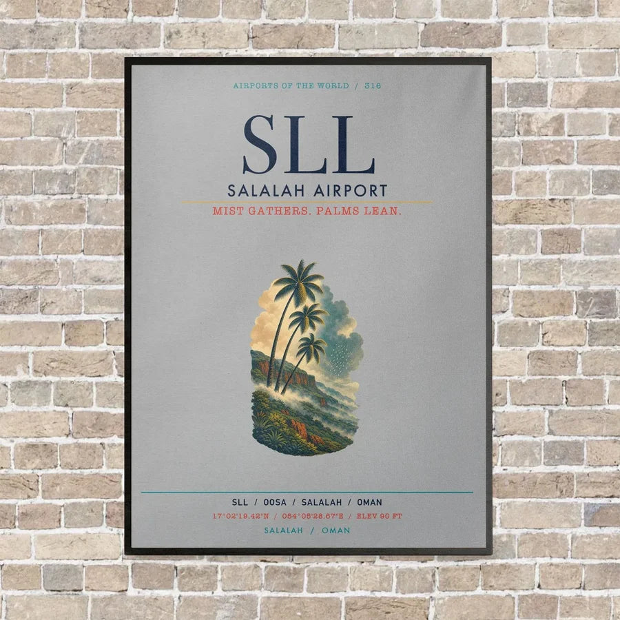 Salalah Airport SLL vertical canvas print - framed - light gray background