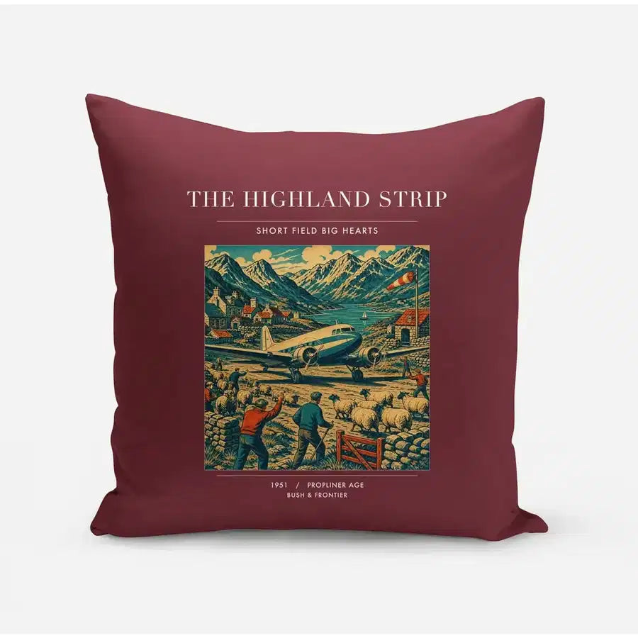 VINTAGE G4097 - The Highland Strip - Designed Pillows design on darkred