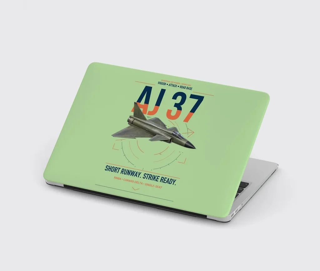 Saab AJ 37 Viggen design on light green MacBook case
