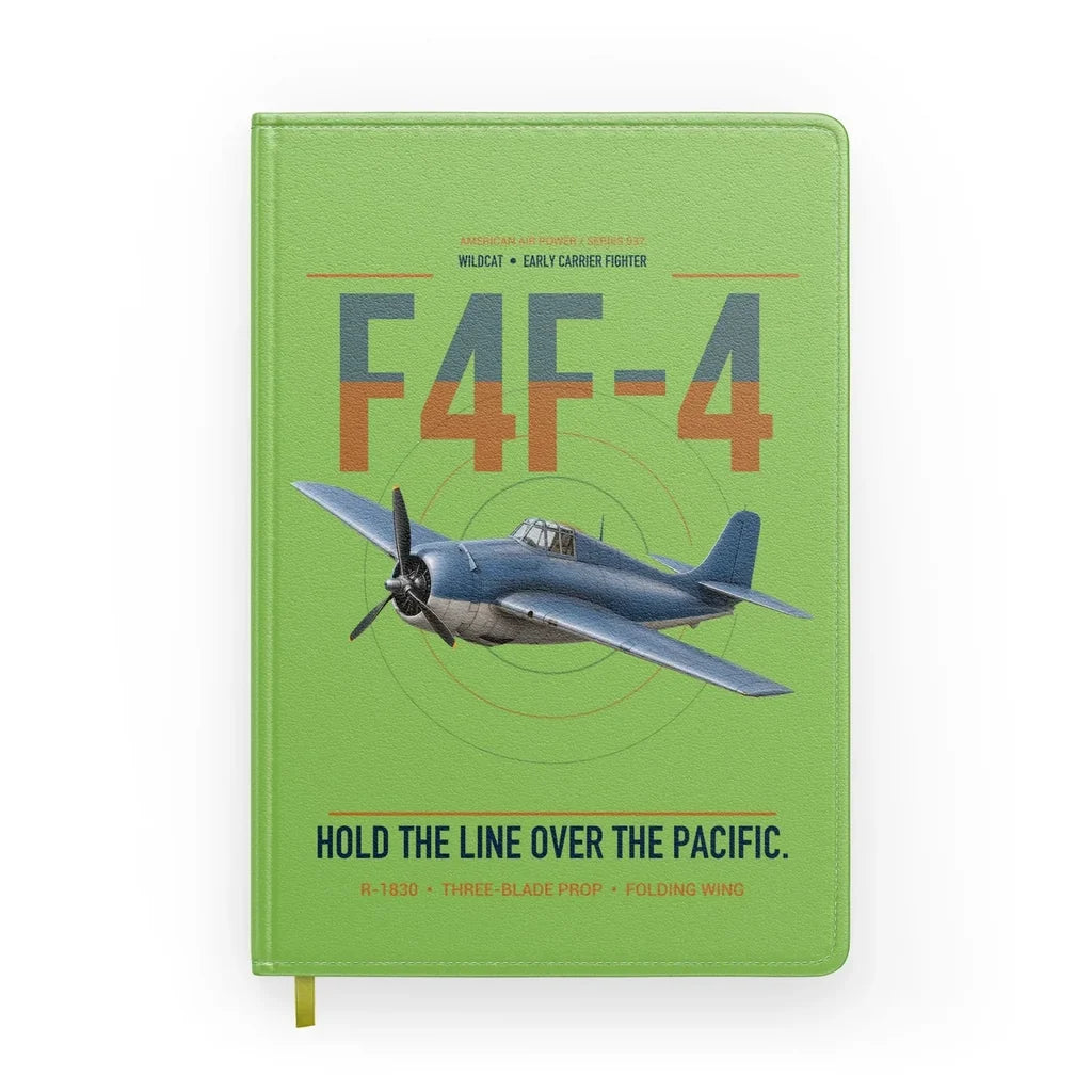 F4F-4 Wildcat design on light green notebook