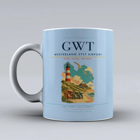 Thumbnail for Westerland Sylt Airport (GWT) airport code design on light blue ceramic mug
